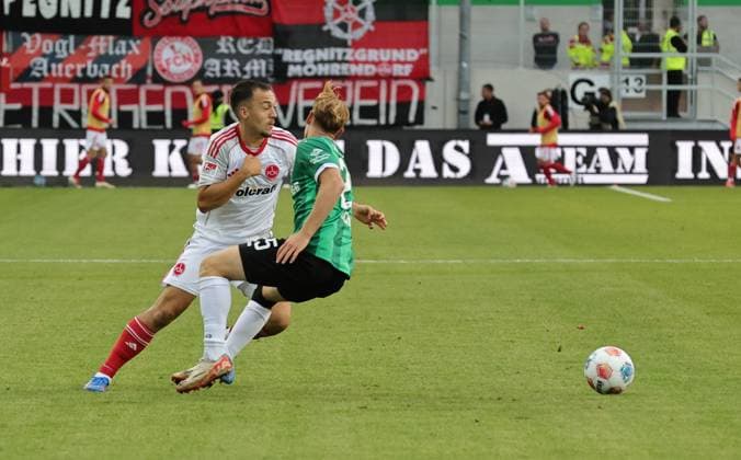 22 08 2025 Soccer Season 2025 2026 2 Soccer Bundesliga 03 Matchday SC Preußen Münster SCP 1 FC Nürnberg FCN Club Sportfoto Zink DaMa xdaxmax DFL regulations prohibit any use of photographs as image sequences and or quasi video only for editorial use Julian Justvan 10, 1 FC Nürnberg FCN Luca Bolay 25, Preußen Münster