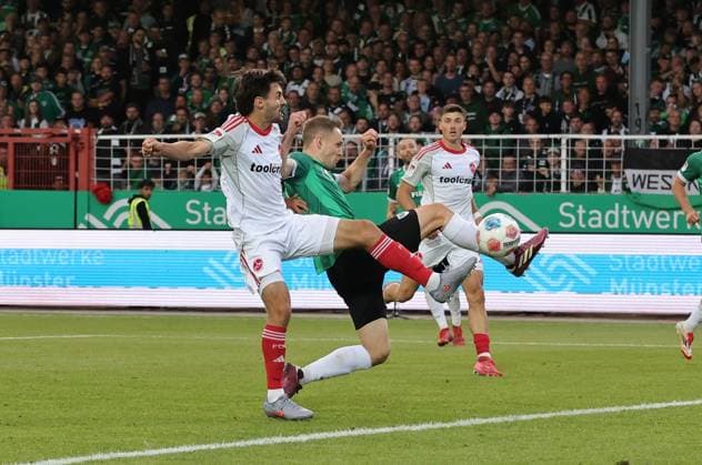 22 08 2025 Soccer Season 2025 2026 2 Soccer Bundesliga 03 Matchday SC Preußen Münster SCP 1 FC Nürnberg FCN Club Sportfoto Zink DaMa xdaxmax DFL regulations prohibit any use of photographs as image sequences and or quasi video only for editorial use Tom Baack 5, 1 FC Nürnberg FCN Paul Jaeckel 3, Preußen Münster
