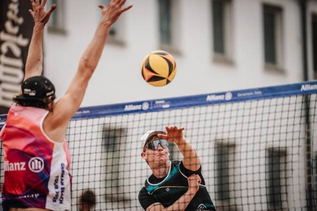Beach Volleyball Men Allianz German Beach Tour 2025 Tourstop Berlin 22 08 2025 Philipp Huster at the Attack Berlin Funkhaus Beach Berlin Germany