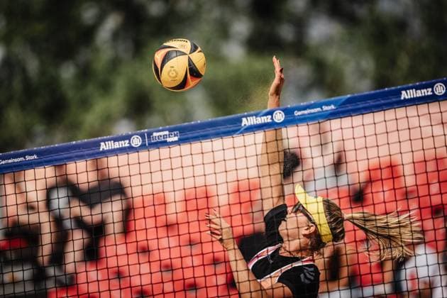 Beach Volleyball Women Allianz German Beach Tour 2025 Tourstop Berlin 22 08 2025 Chenoa Christ at the Attack Berlin Funkhaus Beach Berlin Germany