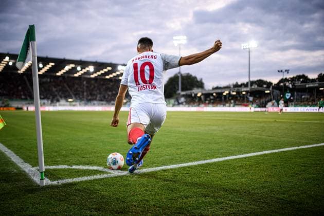 MUNSTER, GERMANY - 22 AUGUST, 2025: Julian Justvan, The football match of 2.Bundesliga SC Preussen Munster 1. FC Nurnberg at LVM-Preussenstadion  Copyright: xVITALIIxKLIUIEVx