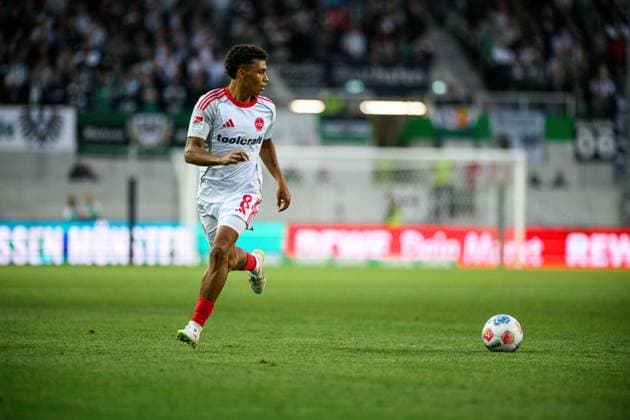 MUNSTER, GERMANY - 22 AUGUST, 2025: Henri Koudossou, The football match of 2.Bundesliga SC Preussen Munster 1. FC Nurnberg at LVM-Preussenstadion  Copyright: xVITALIIxKLIUIEVx
