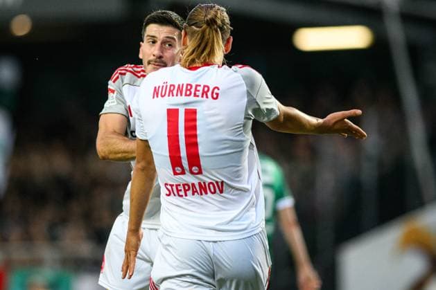 MUNSTER, GERMANY - 22 AUGUST, 2025: Luka Lochoshvili, Artem Stepanov, The football match of 2.Bundesliga SC Preussen Munster 1. FC Nurnberg at LVM-Preussenstadion  Copyright: xVITALIIxKLIUIEVx