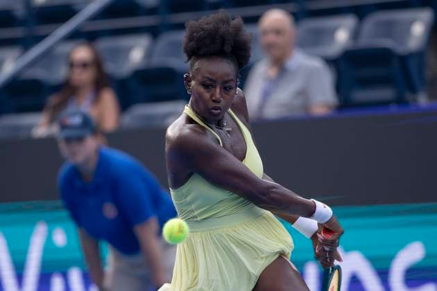 August 22, 2025, Monterrey, Nuevo Leon, Mexico: Alycia Parks (USA) in action against Diana Shnaider (RUS) during the semi-finals at the Monterrey Open WTA, Tennis Damen 500. Monterrey Mexico - ZUMAo125 20250822_zip_o125_002 Copyright: xAntonioxOjedax