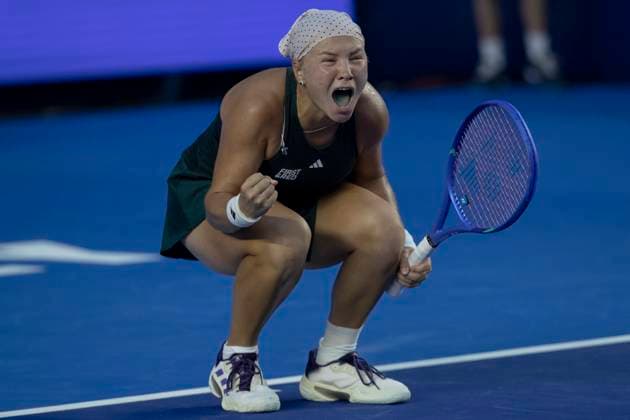 August 22, 2025, Monterrey, Nuevo Leon, Mexico: Diana Shnaider (RUS) celebrates against Alycia Parks (USA) during the semi-finals at the Monterrey Open WTA, Tennis Damen 500. Monterrey Mexico - ZUMAo125 20250822_zip_o125_015 Copyright: xAntonioxOjedax