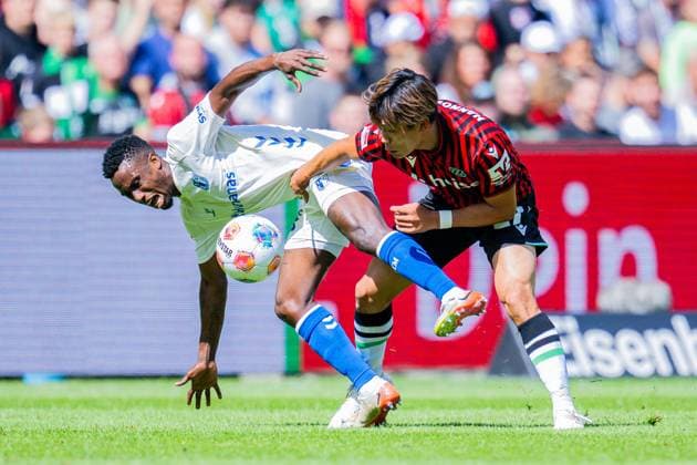 23 08 2025 Soccer, 2025 2026, 2 Bundesliga, 3 Matchday, Hannover 96 1 FC Magdeburg L R Lubambo Musonda Magdeburg , Hayate Matsuda Hannover DFL REGULATIONS PROHIBIT ANY USE OF PHOTOGRAPHS AS IMAGE SEQUENCES AND OR QUASI VIDEO