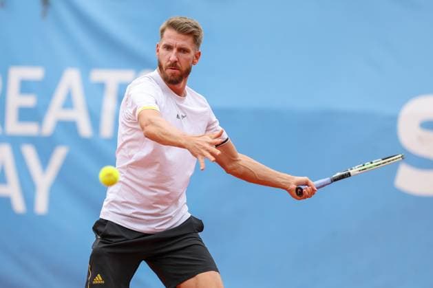 in the picture Cedrik Marcel Stebe GER , Cedrik Marcel Stebe GER vs Alexander Ritschard SUI , ATP Challenger Schwaben Open, Men, Final, Singles, Tennis, 23 08 2025 Augsburg Bavaria Germany Copyright: xkolbert-press ChristianxKolbertx