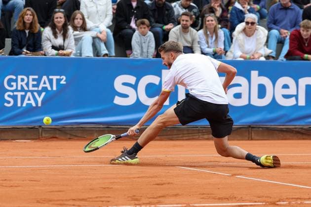 in the picture Cedrik Marcel Stebe GER , Cedrik Marcel Stebe GER vs Alexander Ritschard SUI , ATP Challenger Schwaben Open, Men, Final, Singles, Tennis, 23 08 2025 Augsburg Bavaria Germany Copyright: xkolbert-press ChristianxKolbertx
