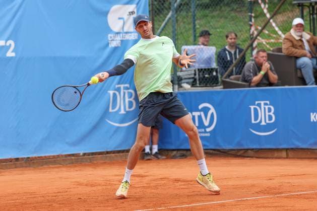 in the picture, Alexander Ritschard SUI , Cedrik Marcel Stebe GER vs Alexander Ritschard SUI , ATP Challenger Schwaben Open, Men, Final, Singles, Tennis, 23 08 2025 Augsburg Bavaria Germany Copyright: xkolbert-press ChristianxKolbertx