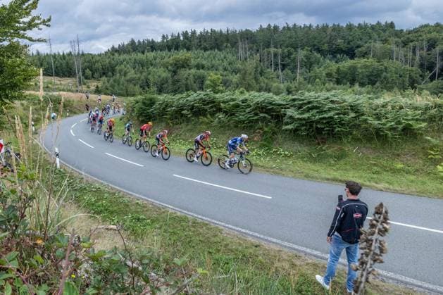 Cycling UCI ProSeries Men Elite LIDL Deutschland Tour 2025 Stage 3 Arnsberg Kassel on 23 08 2025 The peloton rides through the Sauerland region xJRx