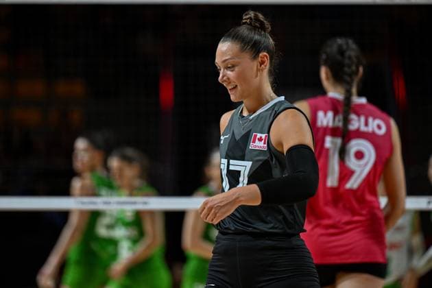 Canada v Bulgaria - FIVB Women s Volleyball World Championship, WM, Weltmeisterschaft NAKHON RATCHASIMA, THAILAND - AUGUST 23: Kacey Jost (17) of Canada celebrates after a position during the FIVB Women s Volleyball World Championship between Canada and Bulgaria at Korat Chatchai Sports Hall, in Nakhon Ratchasima, Thailand, on August 23, 2025. Mustafa Hatipoglu Anadolu Nakhon Ratchasima Thailand. Editorial use only. Please get in touch for any other usage.  Copyright: x2025xAnadoluxMustafaxHatipoglux