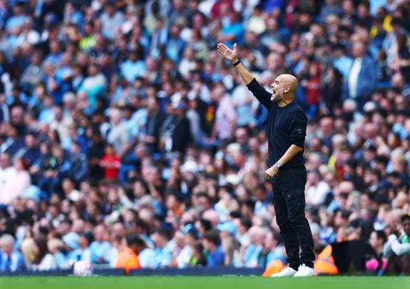 Manchester City manager Pep Guardiola issues instructions Manchester City v Tottenham Hotspur, Premier League, Football, Etihad Stadium, Manchester, UK - 23 Aug 2025Manchester Etihad Stadium United Kingdom EDITORIAL USE ONLY No use with unauthorised audio, video, data, fixture lists, club league logos or live services. Online in-match use limited to 120 images, no video emulation. No use in betting, games or single club league player publications. Copyright: xMattxWest Shutterstockx 15449559o