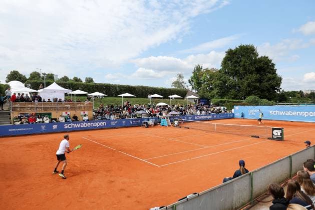 many spectators at the final, Cedrik Marcel Stebe GER vs Alexander Ritschard SUI , ATP Challenger Schwaben Open, Men, Final, Singles, Tennis, 23 08 2025 Augsburg Bavaria Germany Copyright: xkolbert-press ChristianxKolbertx