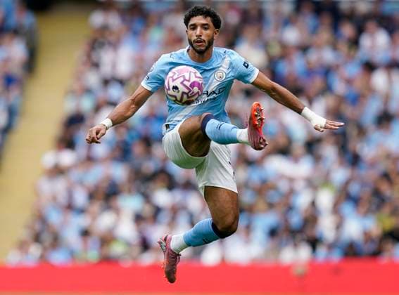 Manchester, England, 23rd August 2025. Omar Marmoush of Manchester City during the Manchester City vs Tottenham Hotspur Premier League match at the Etihad Stadium, Manchester. Picture credit should read: Andrew Yates Sportimage EDITORIAL USE ONLY. No use with unauthorised audio, video, data, fixture lists, club league logos or live services. Online in-match use limited to 120 images, no video emulation. No use in betting, games or single club league player publications. SPI_013_AY_MAN_CITY_SPURS SPI-4081-0013