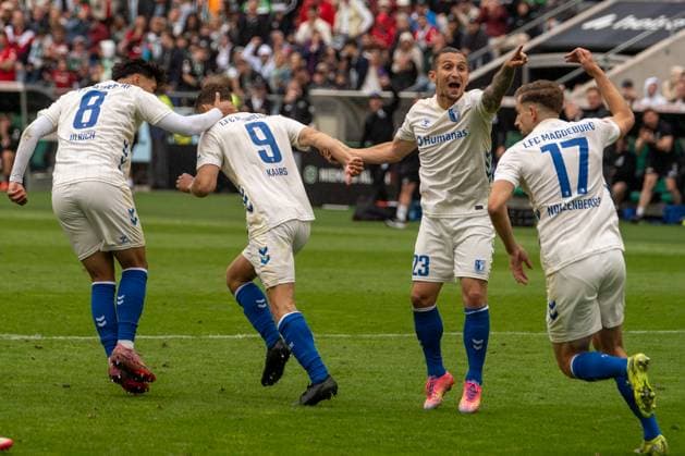 Germany Soccer 2 Bundesliga, Matchday 3, Hannover 96 1 FC Magdeburg 2025 26 on 23 8 2025 in Hannover Heinz von Heiden Arena Magdeburg with Baris Atik 1 FC Magdeburg 23 after the final goal Copyright: xSvenxHeidmannx