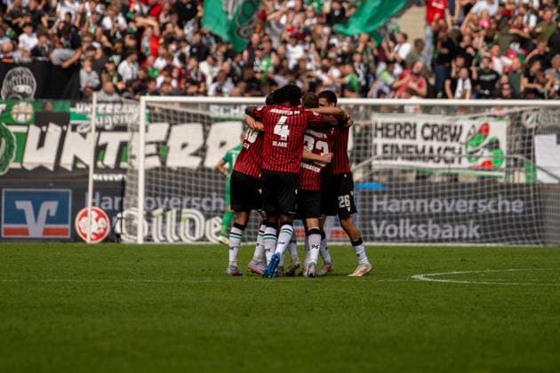 Germany Soccer 2 Bundesliga, Matchday 3, Hannover 96 1 FC Magdeburg 2025 26 on 23 8 2025 in Hannover Heinz von Heiden Arena Goal celebration after the 3 1 Copyright: xSvenxHeidmannx