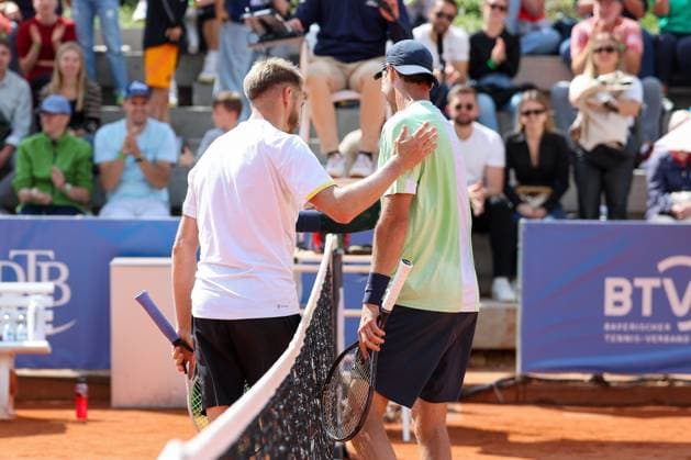 l r in the picture, Cedrik Marcel Stebe GER winner of the tournament and Alexander Ritschard SUI , Cedrik Marcel Stebe GER vs Alexander Ritschard SUI , ATP Challenger Schwaben Open, Men, Final, Singles, Tennis, 23 08 2025 Augsburg Bavaria Germany Copyright: xkolbert-press ChristianxKolbertx