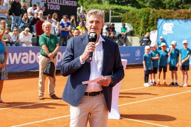 Tournament Director Hans Russwurm, Cedrik Marcel Stebe GER vs Alexander Ritschard SUI , ATP Challenger Schwaben Open, Men, Final, Singles, Tennis, 23 08 2025 Augsburg Bavaria Germany Copyright: xkolbert-press ChristianxKolbertx