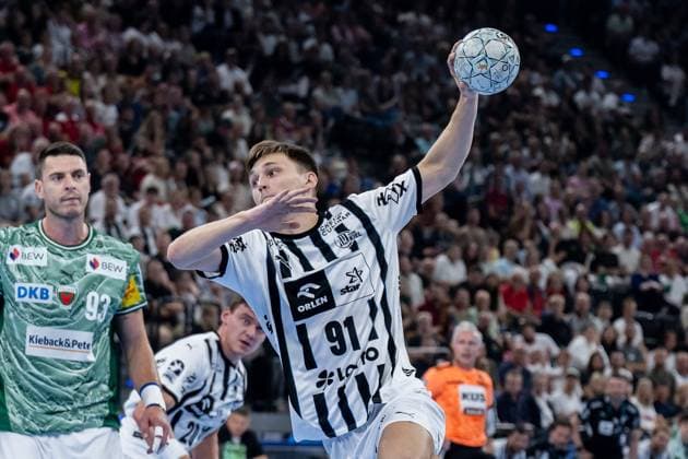 Bence Imre THW Kiel, 91 on throw GER, Fuechse Berlin vs THW Kiel, Handball, HBL Supercup 2025, Final, 23 08 2025 GER, Fuechse Berlin vs THW Kiel, Handball, HBL Supercup 2025, Final, 23 08 2025 Muenchen Copyright: xEibner-Pressefoto HeikexFeinerx EP_HFR