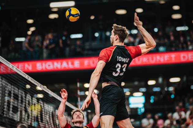 Volleyball international match Germany vs Belgium, 23 08 25 Simon Torwie Germany, 33 plays a volleyball, international match Germany vs Belgium on 23 08 2025 in the LKH Arena, Lüneburg Copyright: xBEAUTIFULxSPORTS Tonhäuserx