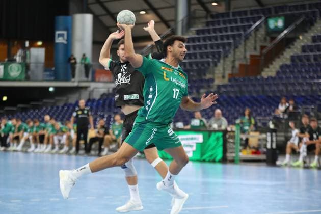 Handball test match SC DHfK Leipzig vs HC Banik Karvina, 23 08 25 Ahmed Khairy 17, SC DHfK Leipzig Handball, DAIKIN HBL, Season 2025 2026, Test match SC DHfK Leipzig vs HC Banik Karvina on 23 08 25 in the Quarterback Immobilien Arena Leipzig Copyright: xBEAUTIFULxSPORTS JanxKaeferx