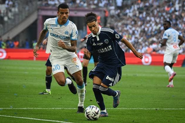 Ligue 1 Olympique de Marseille vs Paris FC - FA Paris FC midfielder Ilan Kebbal fights for the ball during the French L1 football match between Olympique de Marseille and Paris FC at the Velodrome stadium in Marseille on August 23, 2025. Photo by Firas Abdullah ABACAPRESS.COM Marseille Provence-Alpes-Côte d& 39;Azur France  Copyright: xAbdullahxFiras ABACAx