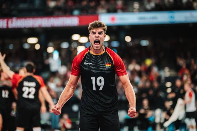 Volleyball international match Germany vs Belgium, 23 08 25 Erik Röhrs Germany, 19 cheers Volleyball, international match Germany vs Belgium on 23 08 2025 in the LKH Arena, Lüneburg Copyright: xBEAUTIFULxSPORTS Tonhäuserx