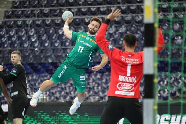 Handball test match SC DHfK Leipzig vs HC Banik Karvina, 23 08 25 Lukas Binder 11, SC DHfK Leipzig Handball, DAIKIN HBL, Season 2025 2026, Test match SC DHfK Leipzig vs HC Banik Karvina on 23 08 25 in the Quarterback Immobilien Arena Leipzig Copyright: xBEAUTIFULxSPORTS JanxKaeferx