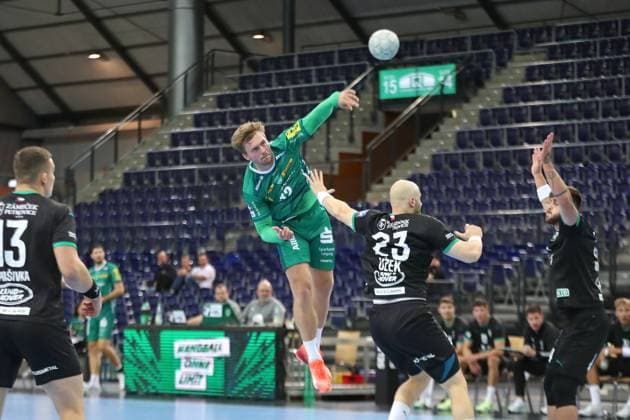 Handball test match SC DHfK Leipzig vs HC Banik Karvina, 23 08 25 Franz Semper 32, SC DHfK Leipzig Handball, DAIKIN HBL, Season 2025 2026, Test match SC DHfK Leipzig vs HC Banik Karvina on 23 08 25 in the Quarterback Immobilien Arena Leipzig Copyright: xBEAUTIFULxSPORTS JanxKaeferx