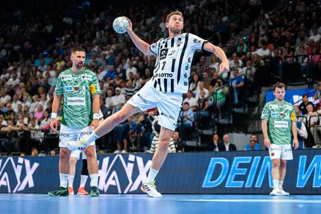 Muenchen HBL Super Cup 2025 Fuechse Berlin THW Kiel Magnus Landin THW Kiel Muenchen SAP Garden Bayern Germany