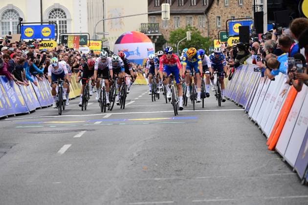 23 08 2025 xkhx Lidl Deutschland Tour 2025 3 stage from Arnsberg to Kassel crosses the finish line first Danny van Poppel is stripped of his victory due to his riding style