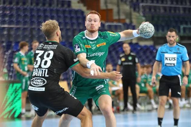 Handball test match SC DHfK Leipzig vs HC Banik Karvina, 23 08 25 Tomas Piroch 7, SC DHfK Leipzig vs Matej Nantl 38, Banik Karvina Handball, DAIKIN HBL, Season 2025 2026, Test match SC DHfK Leipzig vs HC Banik Karvina on 23 08 25 in the Quarterback Immobilien Arena Leipzig Copyright: xBEAUTIFULxSPORTS JanxKaeferx