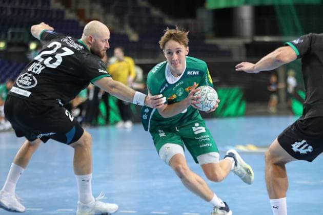 Handball test match SC DHfK Leipzig vs HC Banik Karvina, 23 08 25 Caspar Gauer 53, SC DHfK Leipzig finds the gap Handball, DAIKIN HBL, Season 2025 2026, Test match SC DHfK Leipzig vs HC Banik Karvina on 23 08 25 in the Quarterback Immobilien Arena Leipzig Copyright: xBEAUTIFULxSPORTS JanxKaeferx