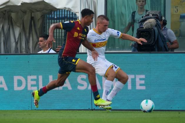 Serie A, Day 1, 23-08-2023, Genova, Stadio Ferraris, Genoa - Lecce, in the photo: Marcandalli and Camarda  Copyright: xGabrielexSiri IPAxSportx xipa-agency.netx xx IPA_63065626 IPA_Agency_IPA63065626