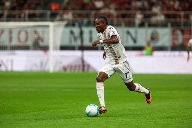 David Okereke (US Cremonese) during AC Milan vs US Cremonese, Italian soccer Serie A match in Milan, Italy, August 23 2025  Copyright: xMattiaxMartegani IPAxSportx xipa-agency.netx xx IPA_63066028 IPA_Agency_IPA63066028