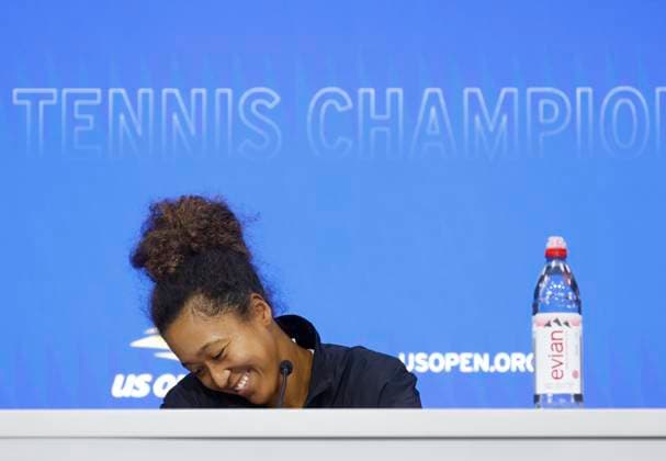 Naomi Osaka of Japan speaks at a press conference, PK, Pressekonferenz in Arthur Ashe Stadium at the 2025 US Open Tennis Championship at the USTA Billie Jean King National Tennis Center in New York City on Saturday, August 23, 2025 in New York City.  NYP20250823116 JOHNxANGELILLO