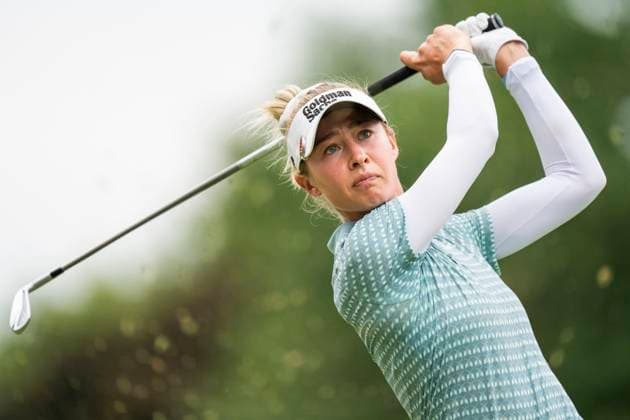 August 23, 2025, Mississauga, On, CANADA: Nelly Korda tees off on the third hole during the third round of the CPKC WomenöÄÃ s Open at the Mississauga Golf and Country Club in Mississauga, Ont., Saturday, Aug. 23, 2025. Nelly Korda  - ZUMAc35_ 20250823_zaf_c35_026 Copyright: xThomasxSkrljx