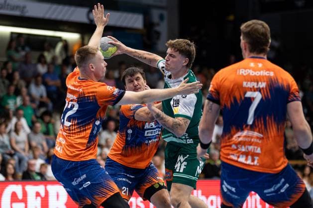 Victor KLOEVE FRISCH AUF Goeppingen, 07 FRISCH AUF Goeppingen FAG vs SKK Talent Pilsen, Handball, Men, Players Night, Test match, Season opening, Season 2025 2026, 23 08 2025 FRISCH AUF Goeppingen FAG vs SKK Talent Pilsen, Handball, Men, Players Night, Test match, Season opening, Season 2025 2026, 23 08 2025 Goeppingen Copyright: xEibnerxPressefoto OliverxSchmidtx EP_OST