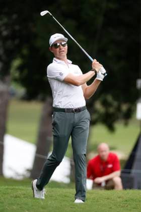 ATLANTA, GA - AUGUST 23: Ben Griffin of the United States watches his shot from the rough on No. 16 during the third round of the PGA, Golf Herren Tour Championship, August 23, 2025 at East Lake Golf Club in Atlanta, Georgia. (Photo by Matthew Maxey Icon Sportswire) GOLF: AUG 23 PGA FedEx Cup Playoffs - Tour Championship EDITORIAL USE ONLY Icon250823050