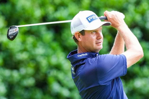 August 23, 2025, Atlanta, Georgia, USA: Harris English (USA) tees off the 12th hole during the third round of the 2025 TOUR Championship at East Lake Golf Club. Atlanta USA - ZUMAw109 20250823_fap_w109_014 Copyright: xDebbyxWongx