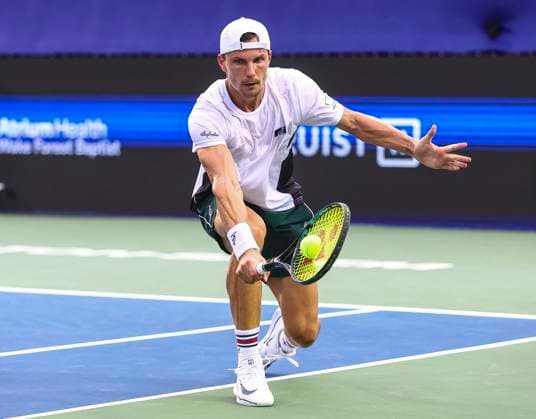 August 23, 2025: Marton Fucsovics wins Winston Salem Open. Winston-Salem Open Finals (Marton Fucsovics and Botic Van De Zandschulp) , ATP, Tennis Herren Tour, Wake Forest Tennis Complex, Winston Salem, North Carolina. . CSM Winston Salem United States of America - ZUMAc04_ 20250823_zma_c04_048 Copyright: xDavidxBeachx