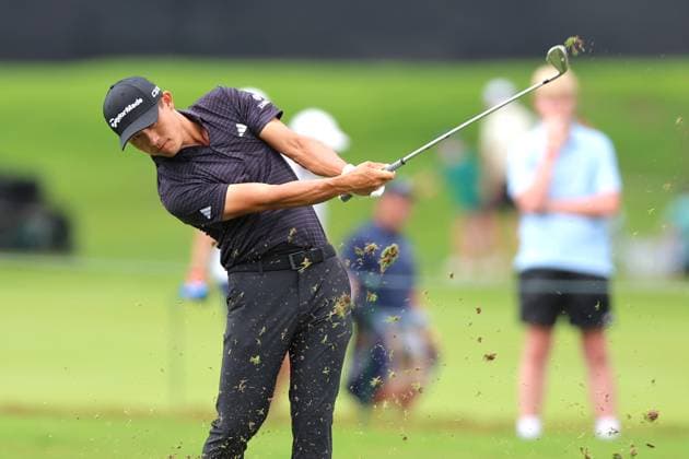 ATLANTA, GA - AUGUST 23: Collin Morikawa of the United States hits a fairway shot on the 3rd fairway during the third round of the PGA, Golf Herren Tour Championship on August 23, 2025 at East Lake Golf Club in Atlanta, GA. (Photo by Jeff Robinson Icon Sportswire) GOLF: AUG 23 PGA FedEx Cup Playoffs - Tour Championship EDITORIAL USE ONLY Icon25082348485