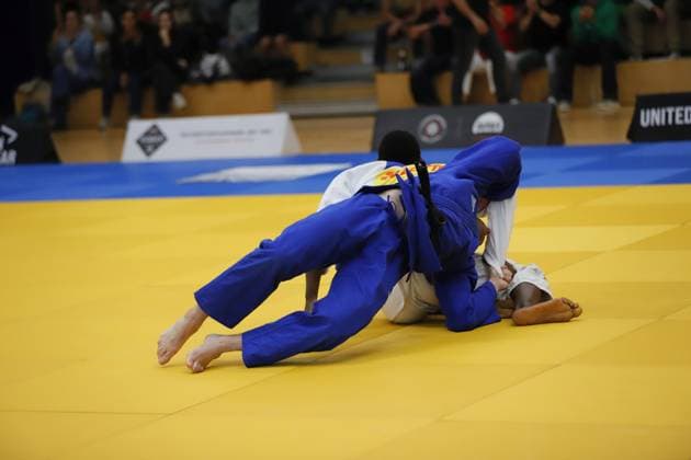 23 08 2025 xhpx Offenbach am Main 1 Judo Bundesliga 1 JC Samurai Offenbach vs JSV Speyer fight Daniel Gleim Samurai vs Yves Michel Touna Speyer