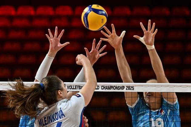 Czechia v Slovenia - FIVB Women s Volleyball World Championship, WM, Weltmeisterschaft NAKHON RATCHASIMA, THAILAND - AUGUT 24: Michaela Mlejnkova (16) of Czechia in action during FIVB Women s Volleyball World Championship between Czechia and Slovenia at Korat Chatchai Hall in Nakhon Ratchasima, Thailand on August 24, 2025. Mustafa Hatipoglu Anadolu Nakhon Ratchasima Thailand. Editorial use only. Please get in touch for any other usage.  Copyright: x2025xAnadoluxMustafaxHatipoglux