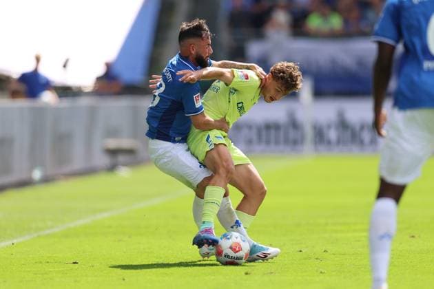 24 08 2025, xdcx, Soccer 2 Bundesliga, SV Darmstadt 98 Hertha BSC Berlin, emonline, emspor, despor, v l , Marco Richter SV Darmstadt 98 , Maurice Krattenmacher Hertha BSC Berlin DFL DFB REGULATIONS PROHIBIT ANY USE OF PHOTOGRAPHS AS IMAGE SEQUENCES AND OR QUASI VIDEO Copyright: HMBxMedia Claus