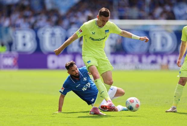 24 08 2025, xdcx, Soccer 2 Bundesliga, SV Darmstadt 98 Hertha BSC Berlin, emonline, emspor, despor, v l , Marco Richter SV Darmstadt 98 , Niklas Kolbe Hertha BSC Berlin DFL DFB REGULATIONS PROHIBIT ANY USE OF PHOTOGRAPHS AS IMAGE SEQUENCES AND OR QUASI VIDEO Copyright: HMBxMedia Claus