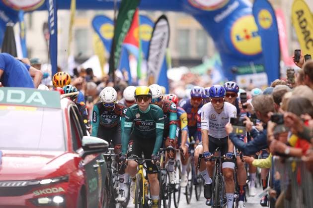 Halle Saale , Saxony-Anhalt, Germany, 24 08 2025 Marketplace Lidl Deutschland Tour 2025 4th stage Halle Saale Magdeburg Start area approx. one hour before the start of the race Copyright: xdtsxNachrichtenagenturx dts_78648