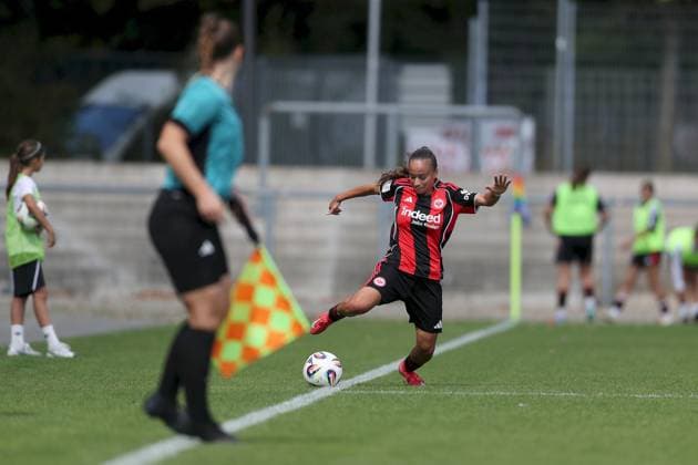 24 08 2025, xjcx, Women, Soccer, Season 2025 2026, 2 Women Bundesliga, 1 Matchday Eintracht Frankfurt II Borussia Moenchengladbach Ela Naz Demirbas 22, Eintracht Frankfurt II Frankfurt am Main Stadion am Brentanobad Hessen Germany