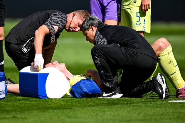 Niklas Kolbe Hertha BSC, 27 injured on the ground, GER, SV Darmstadt 98 vs Hertha BSC, Football, 2 Bundesliga, Matchday 3, Season 2025 2026, 24 08 2025 DFL regulations prohibit any use of photographs as image sequences and or quasi video GER, SV Darmstadt 98 vs Hertha BSC, Football, 2 Bundesliga, Matchday 3, Season 2025 2026, 24 08 2025 Darmstadt Copyright: xEibner-Pressefoto FlorianxWiegandx EP_FWD