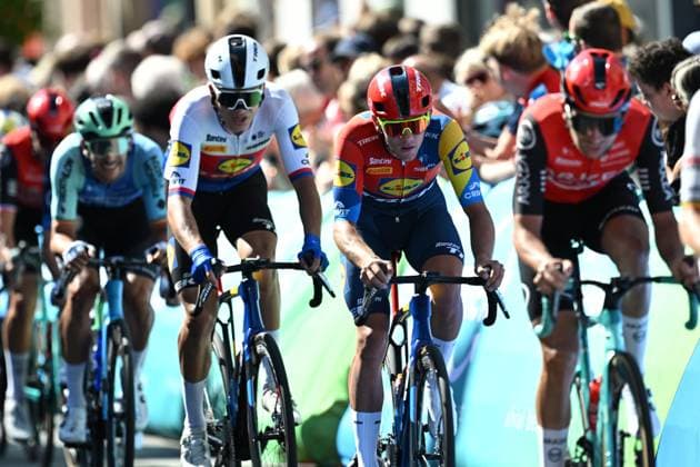 Czech Mathias Vacek of Lidl-Trek and Belgian Thibau Nys of Lidl-Trek pictured in action during the fifth and last stage of the Renewi Tour multi-stage cycling race, 185km from and to Leuven on Sunday 24 August 2025. The five-day race takes place in Belgium and the Netherlands. DAVIDxPINTENS  x132180522x